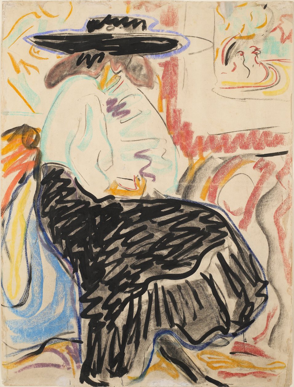 Mulher sentada no estúdio de Ernst Ludwig Kirchner