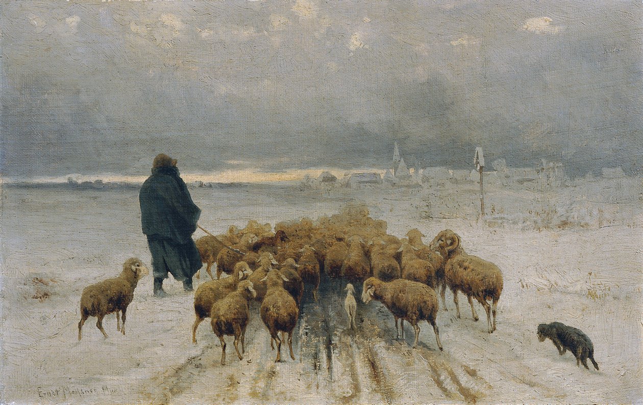 Rebanho de ovelhas de retorno de Ernst Adolph Meissner