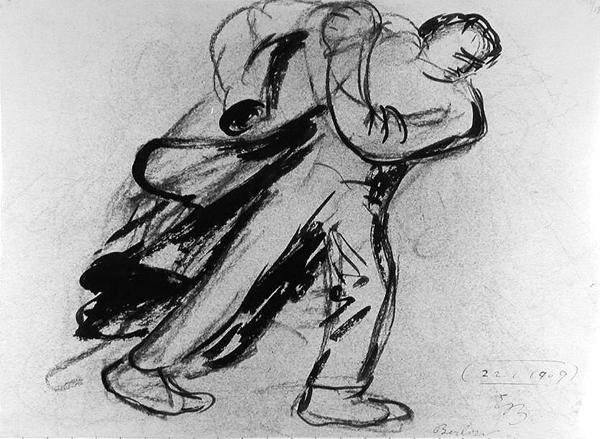 Homem vestindo seu casaco de Ernst Barlach