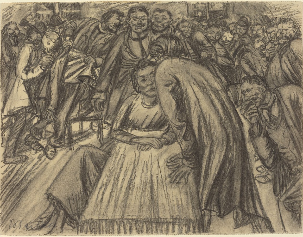 O casal na multidão de Ernst Barlach