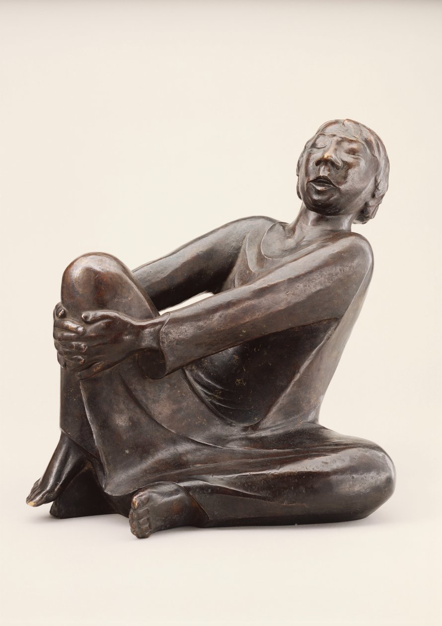 O Homem Cantante; Der Singende Mann, concebido em 1928 e fundido em 1930 (bronze com pátina marrom escura) de Ernst Barlach