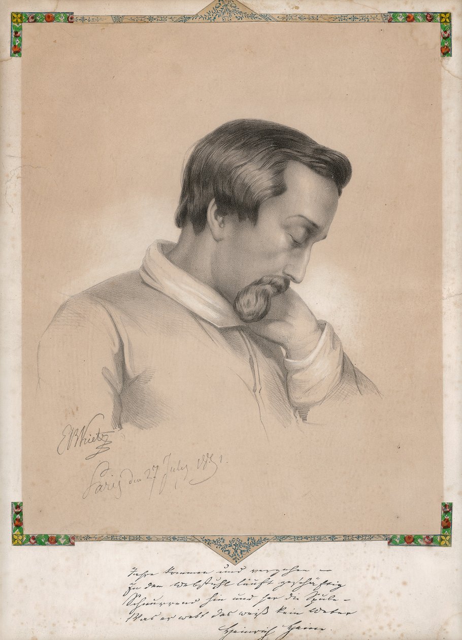 Julius Ernst Benedikt Kietz, Retrato de Heinrich Heine de Ernst Benedikt Kietz