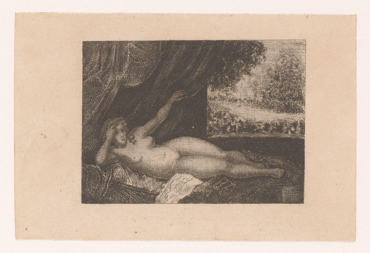 Mulher nua recortada numa cama de repouso de Ernst Buschmann