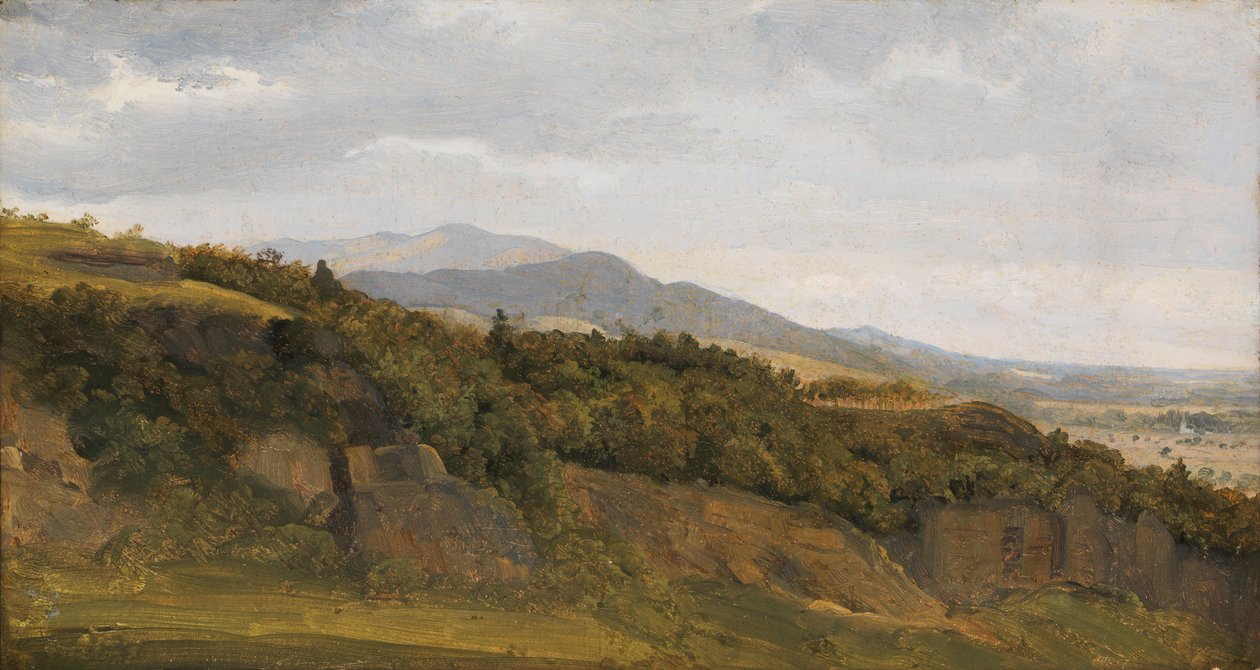 Paisagem alemã com vista para um amplo vale, ca. 1829-30. de Ernst Christian Frederik Petzholdt