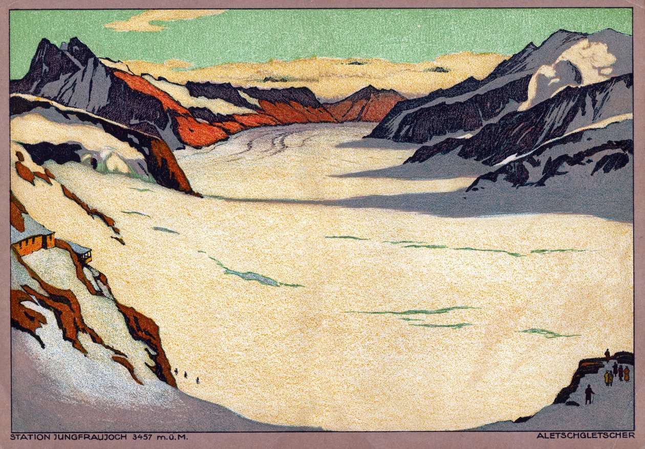 Glaciar de Aletsch (Ilustração, ca. 1920-1930) de Ernst Emil Schlatter