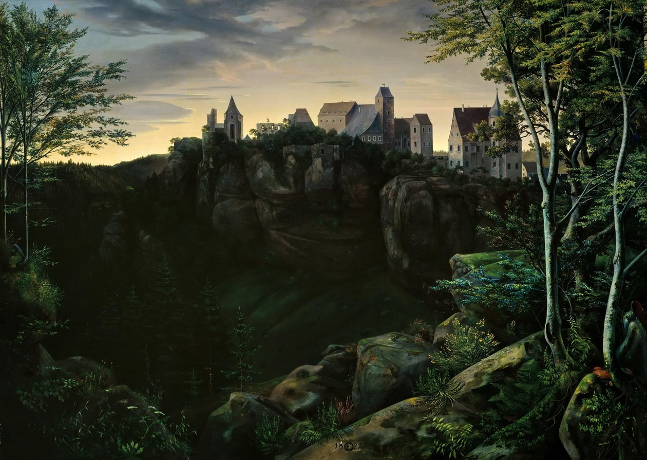 Castelo Hohnstein na Suíça Saxónica de Ernst Ferdinand Oehme