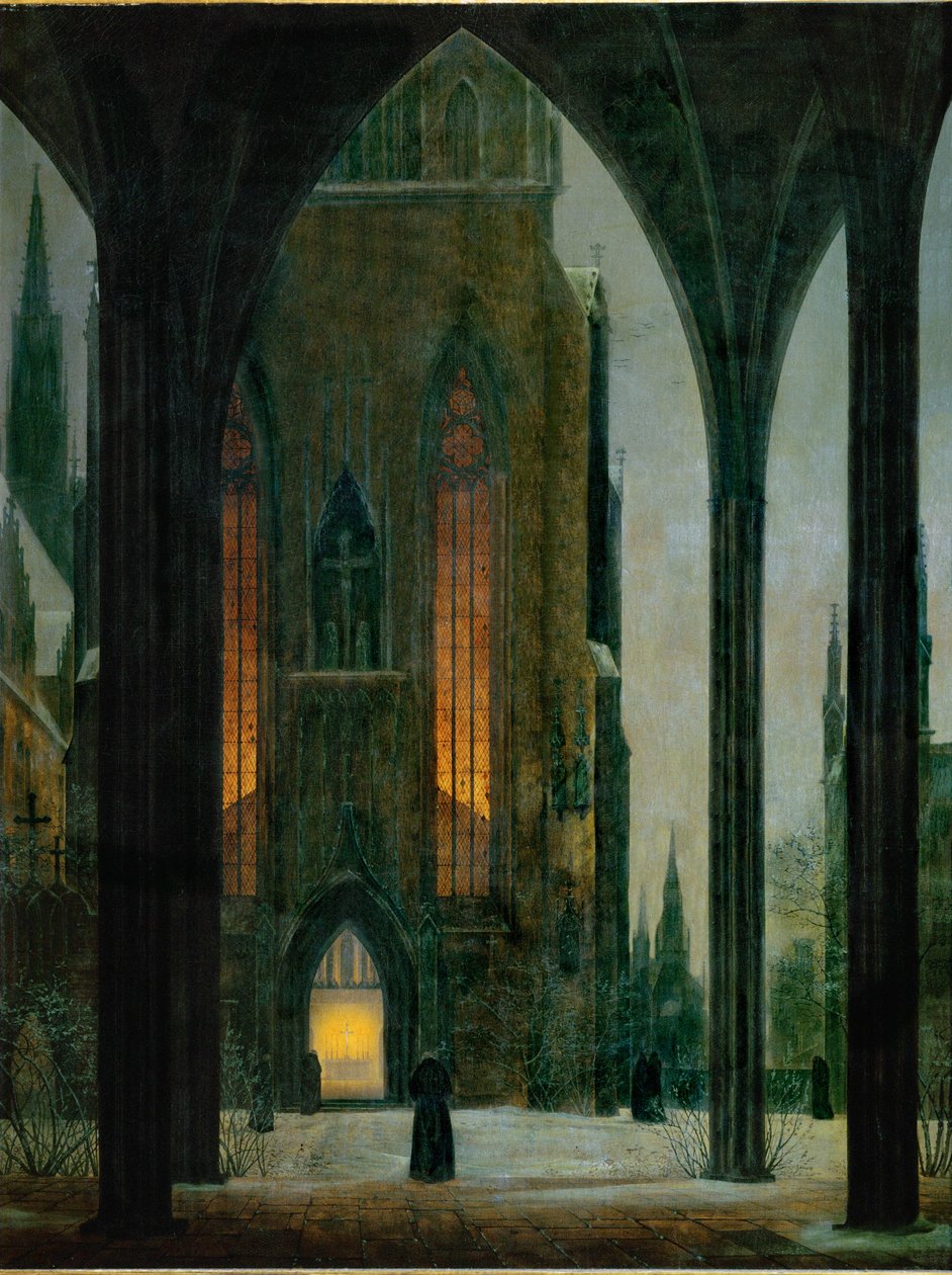 Catedral no inverno ... (óleo sobre tela) de Ernst Ferdinand Oehme