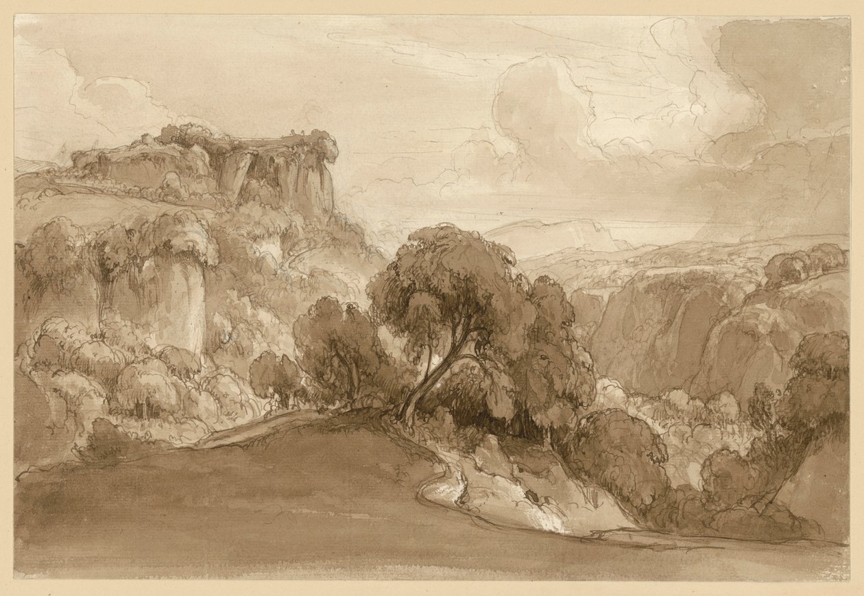 Paisagem montanhosa italiana coberta de florestas de Ernst Fries