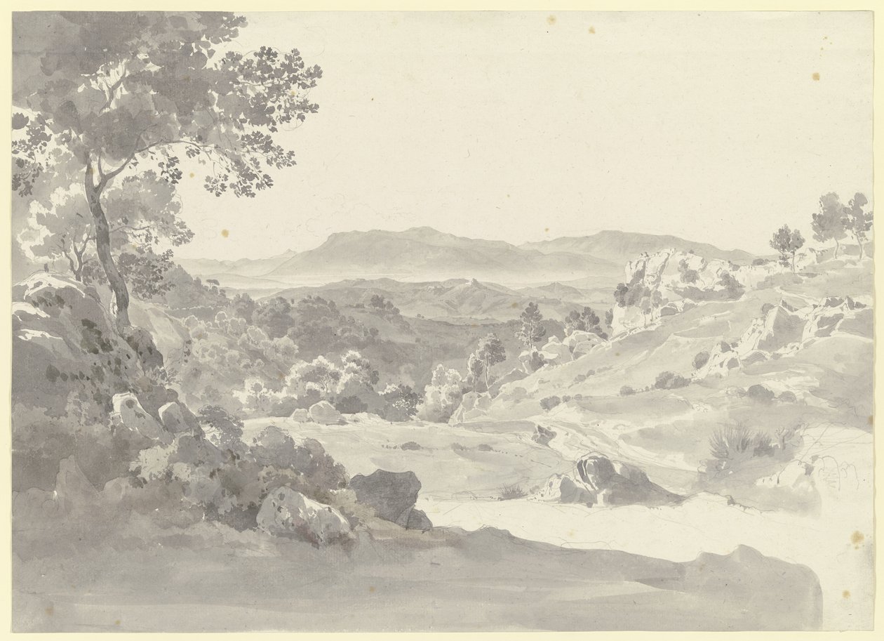 Vista de Olevano com os montes Volscos de Ernst Fries