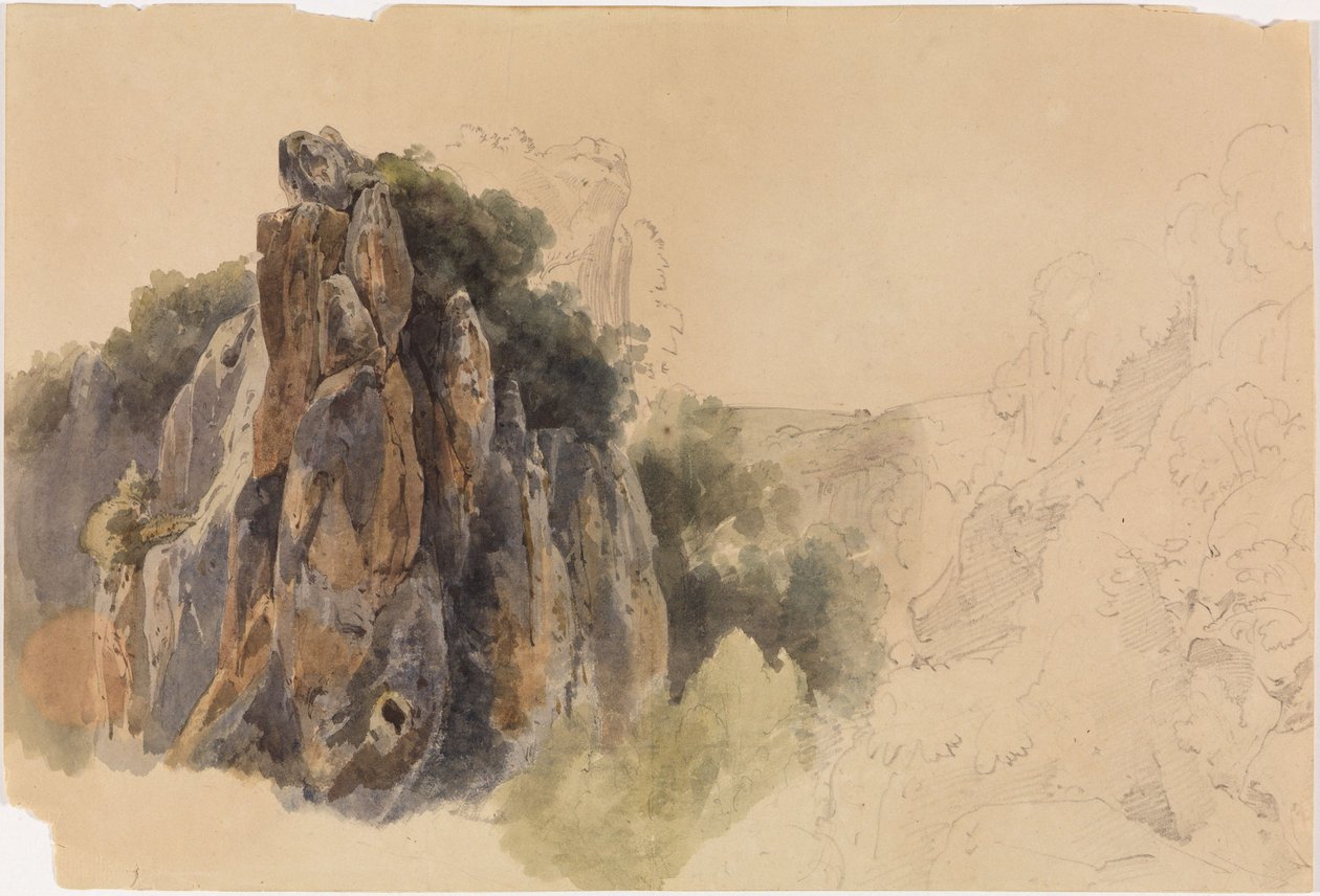 Estudo de paisagem com rochedos de Ernst Fries