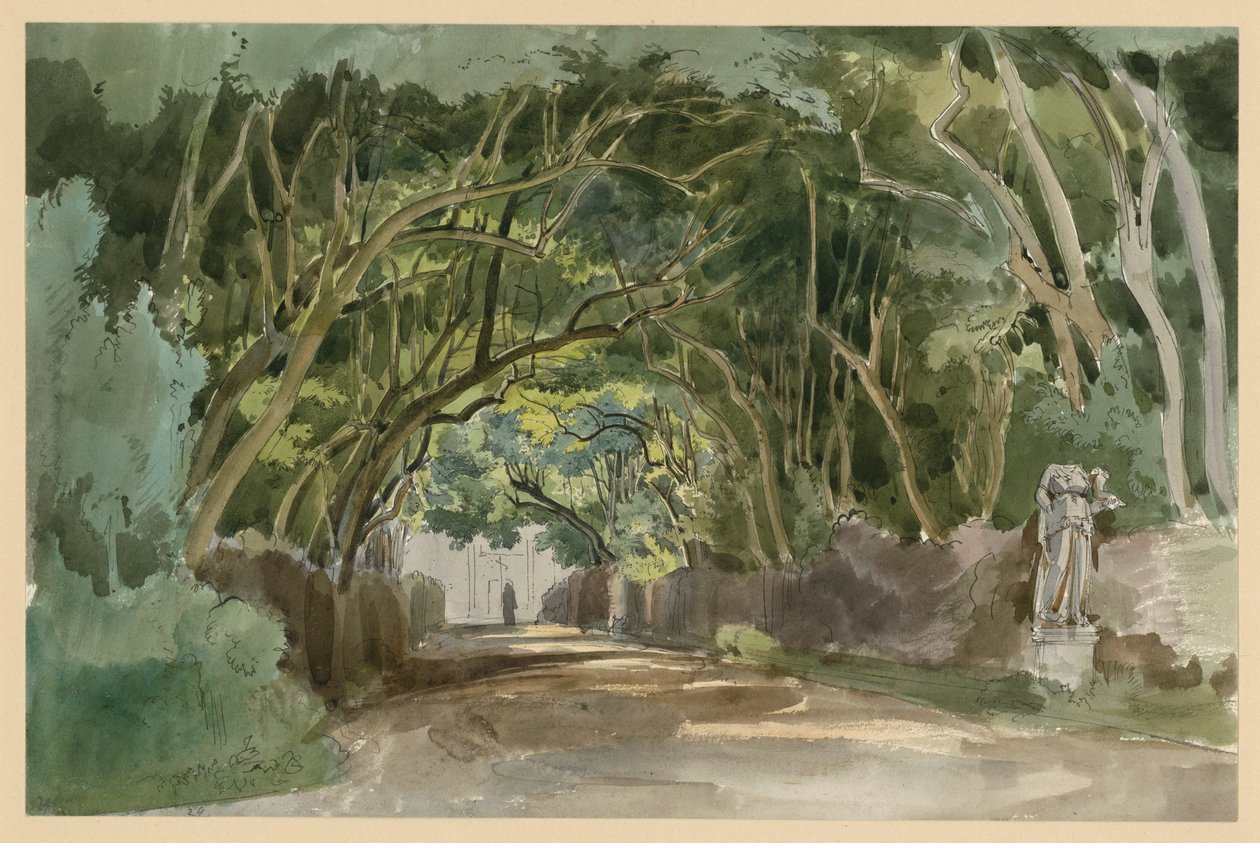 Motivo do parque da Villa Borghese em Roma de Ernst Fries