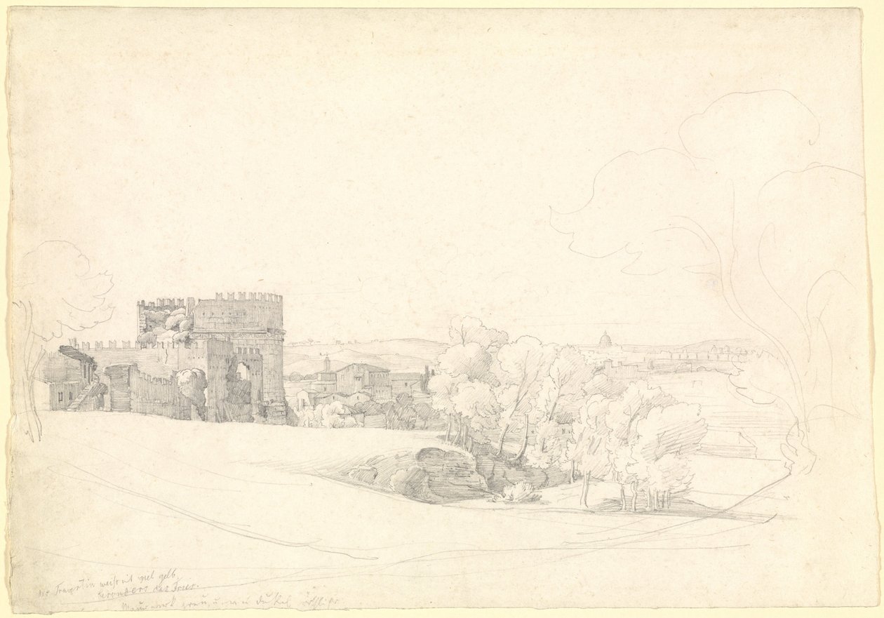 Via Appia Antica com o túmulo de Cecilia Metella de Ernst Fries