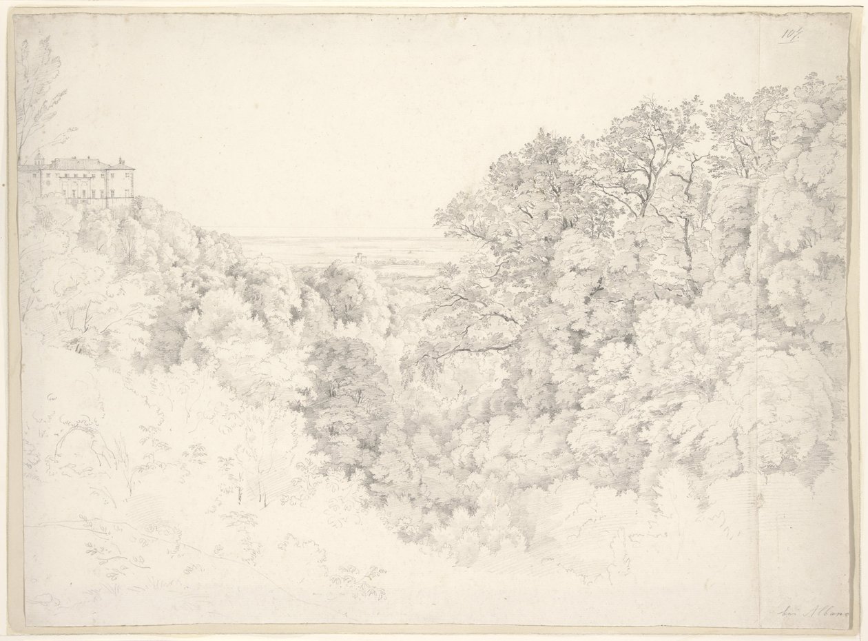 Vista de Ariccia perto de Albano de Ernst Fries