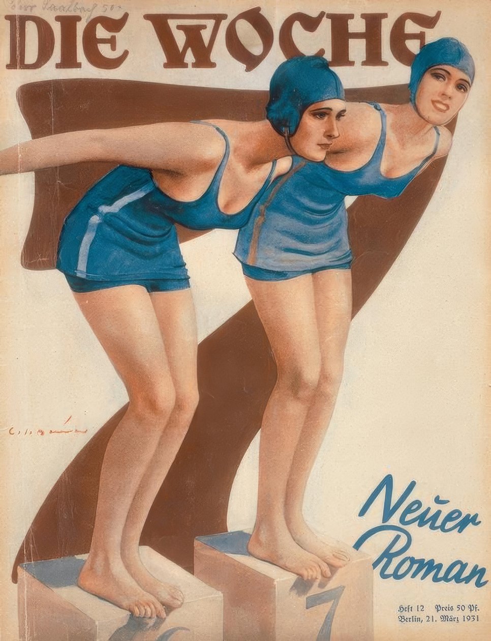 Nadadores no início - E.Heilemann de Ernst Heilemann