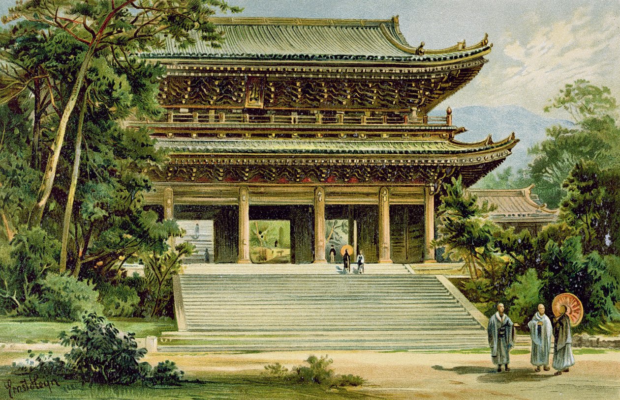 Templo budista em Kyoto, Japão, de &39;The History of Mankind&39;, Vol.III, do Prof. Friedrich Ratzel, 1898 de Ernst Heyn