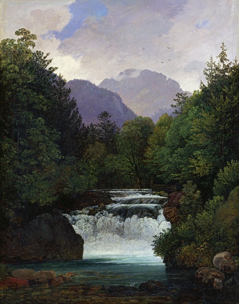 Vale da montanha com cascata de Ernst Kaiser