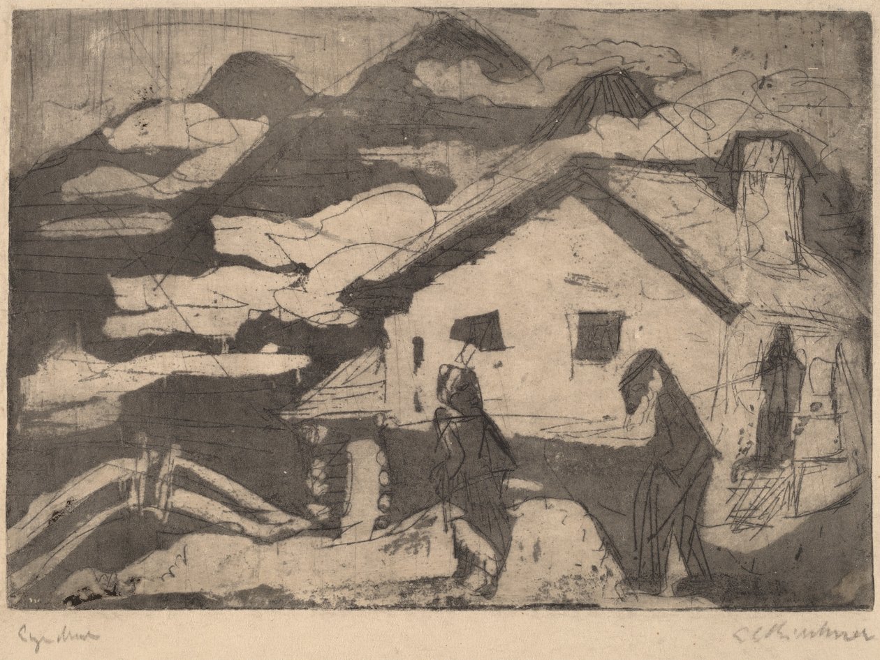 Cabanas Alpinas no Nevoeiro, 1920. de Ernst Ludwig Kirchner