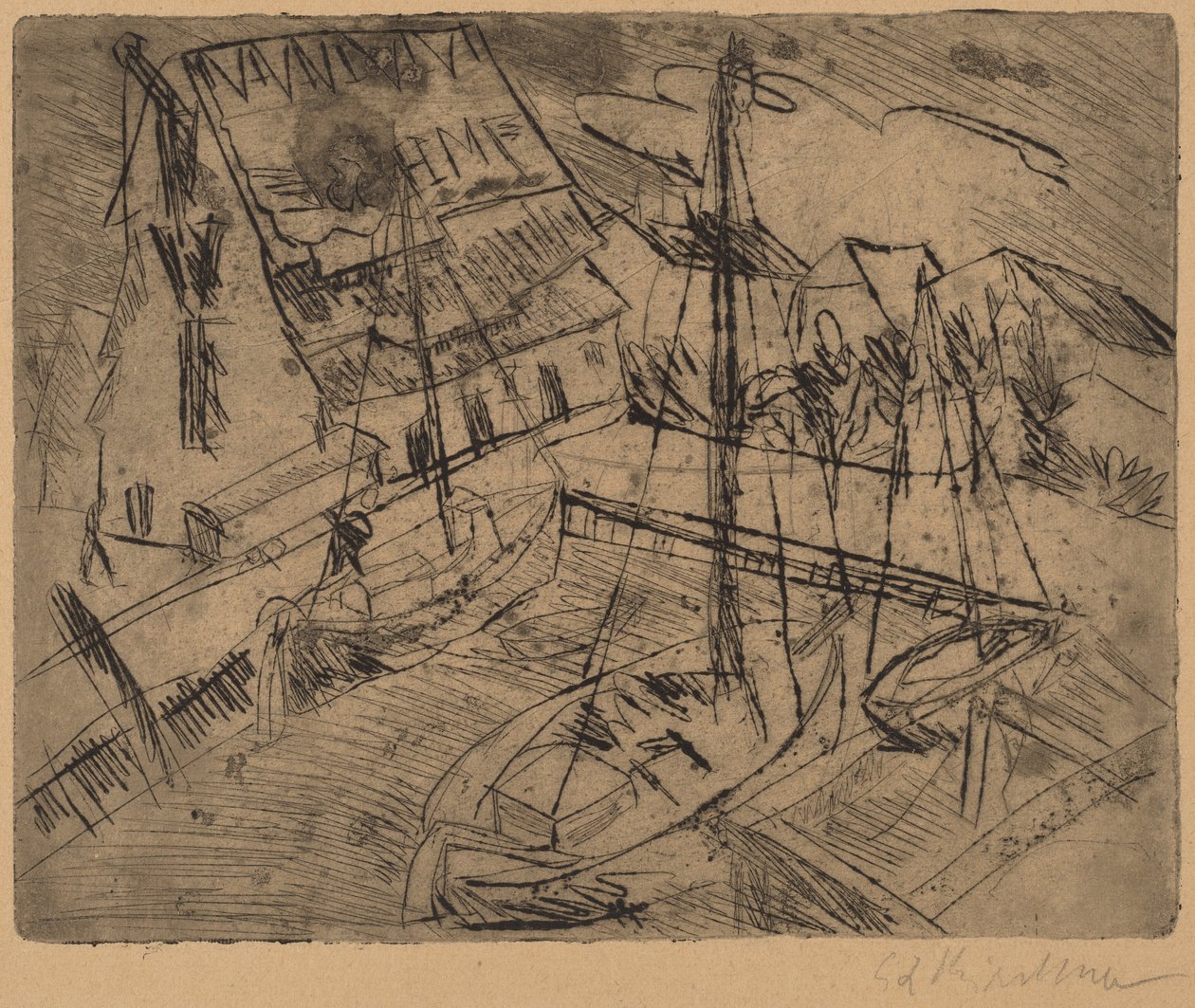 Porto de Burgstaaken, 1913. de Ernst Ludwig Kirchner