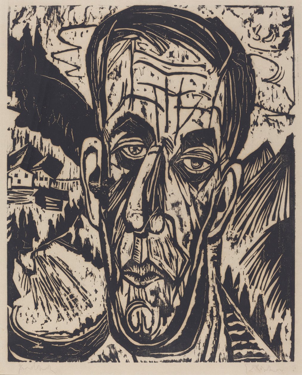 Chefe de van de Velde, Bright Kopf van de Velde, Inferno, 1917. de Ernst Ludwig Kirchner