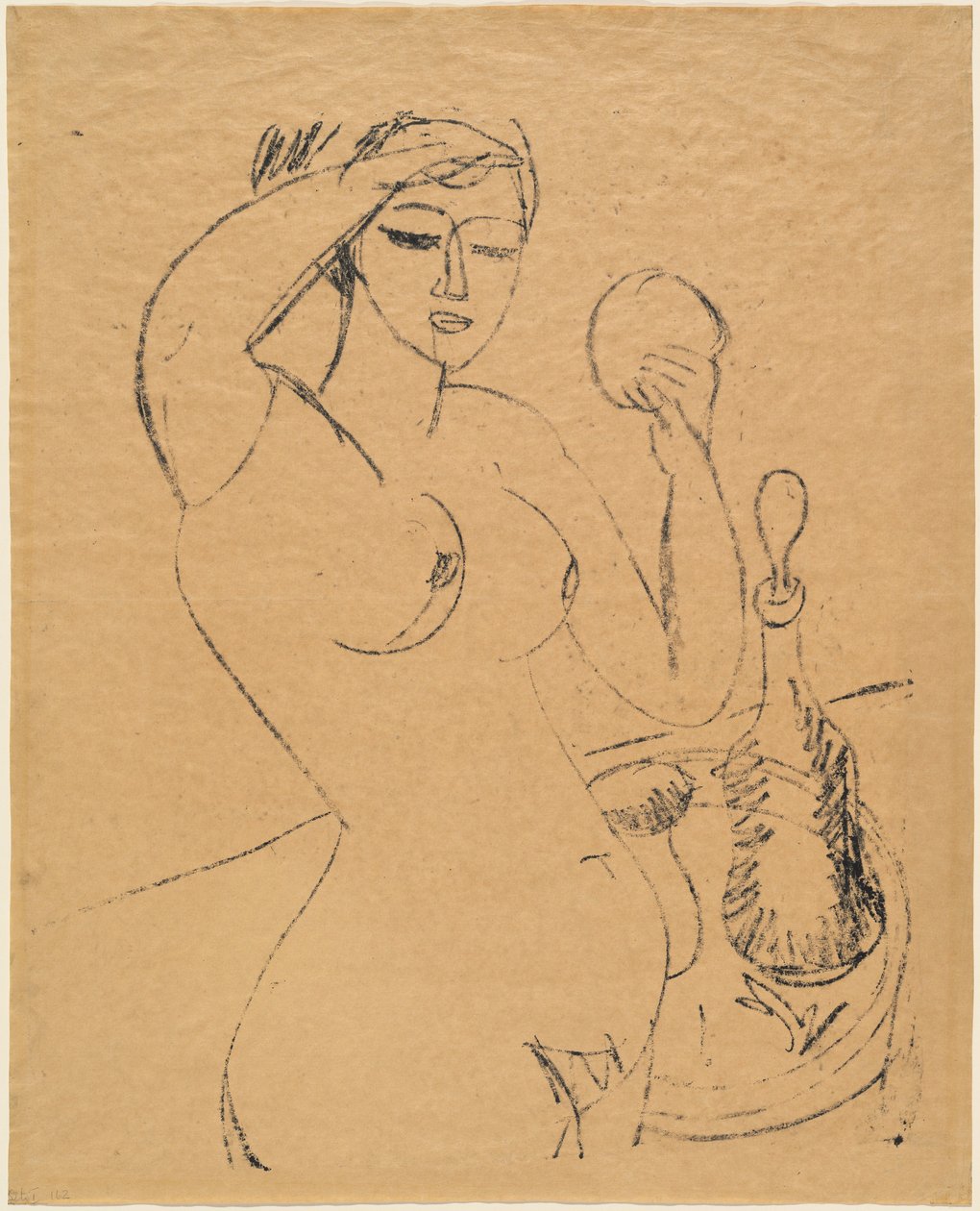 Garota Nua em seu Toilette, 1912. de Ernst Ludwig Kirchner