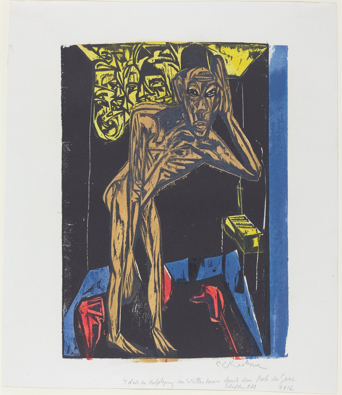 A maravilhosa história de Peter Schlemihl: Schlemihl na solidão do quarto..., 1915. de Ernst Ludwig Kirchner