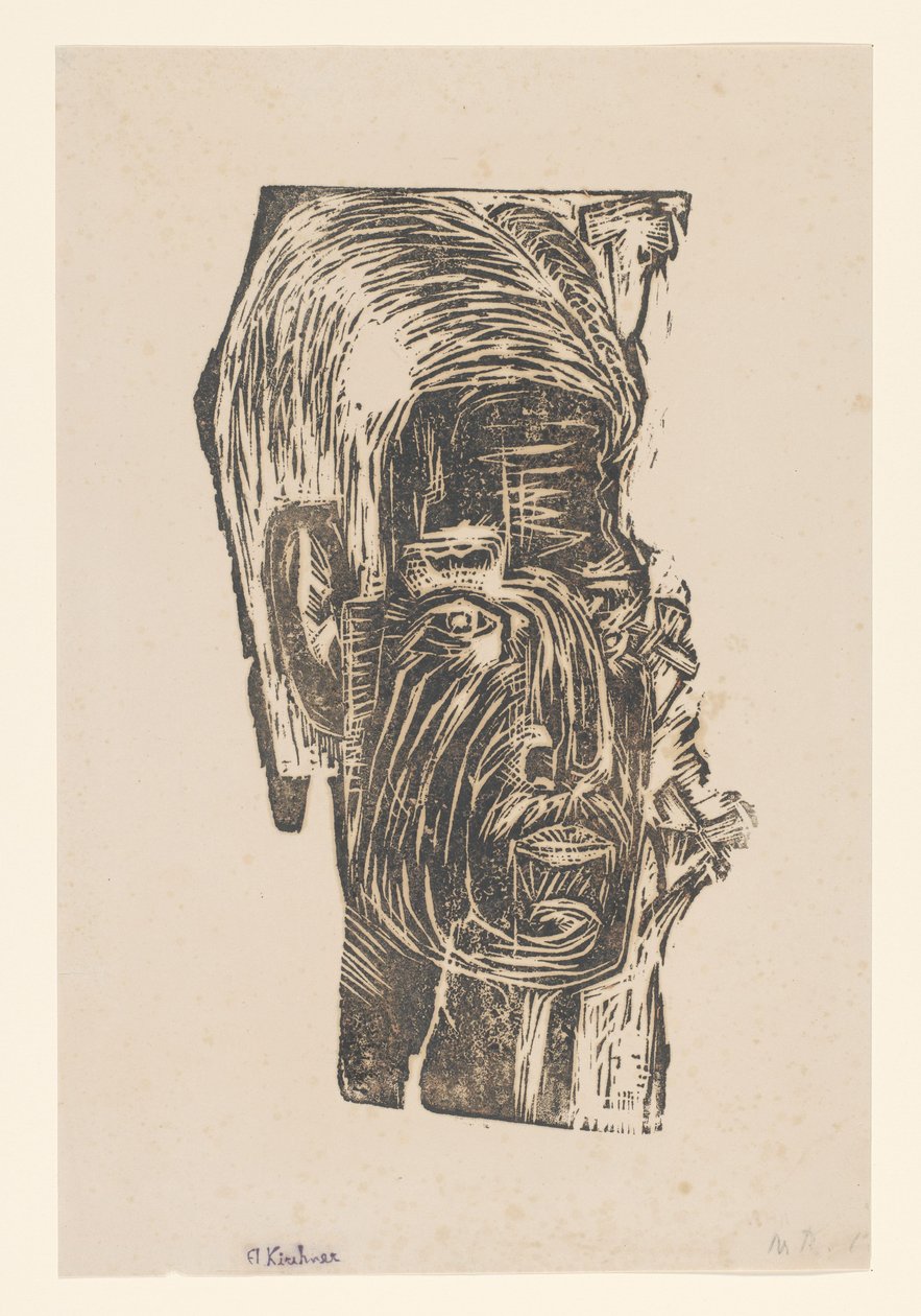 Retrato de um homem desconhecido de Ernst Ludwig Kirchner (signed by artist)