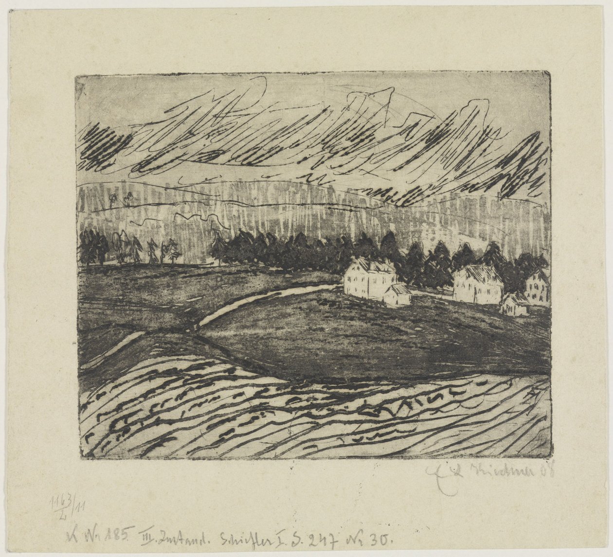 Campos e casas nos Montes Metálicos de Ernst Ludwig Kirchner