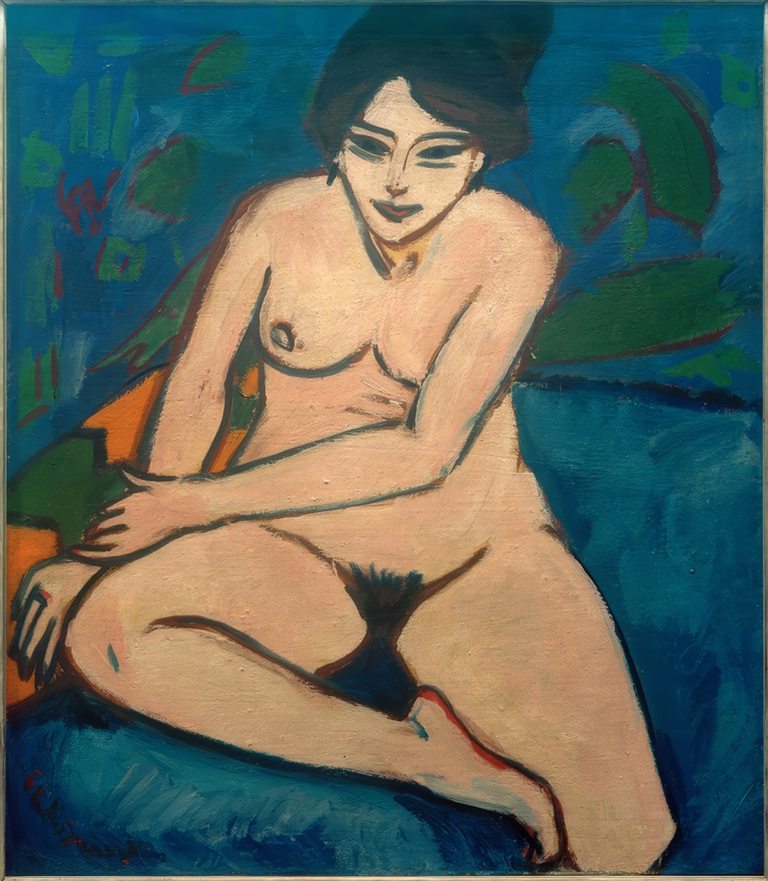 Nu sobre fundo azul de Ernst Ludwig Kirchner