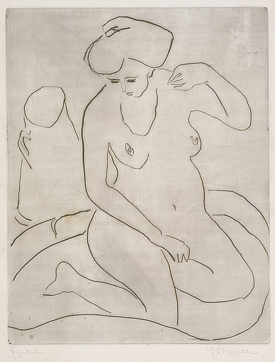Nu na banheira com colar. 1909 de Ernst Ludwig Kirchner