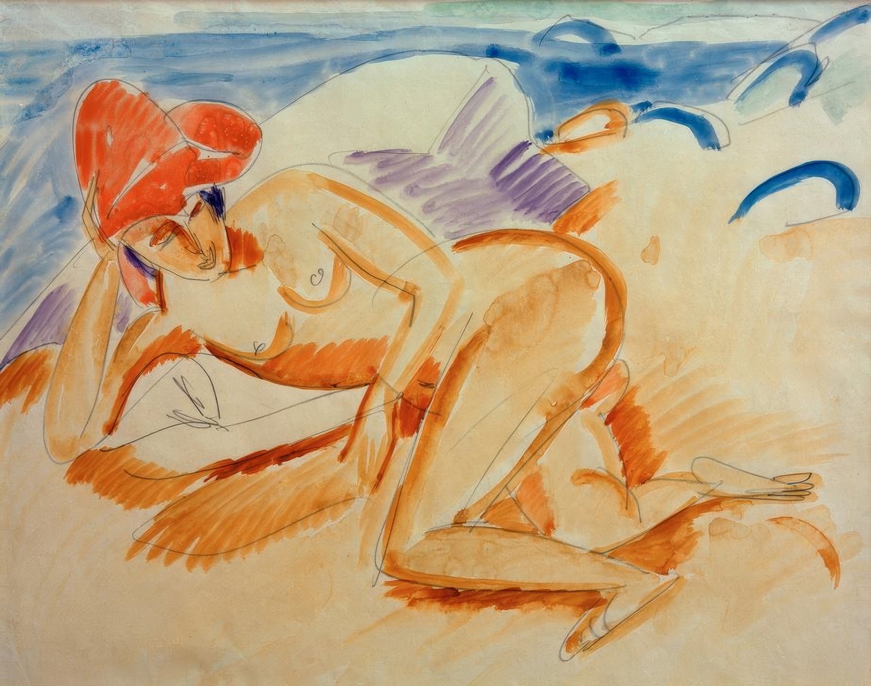 Agir com chapéu vermelho de Ernst Ludwig Kirchner