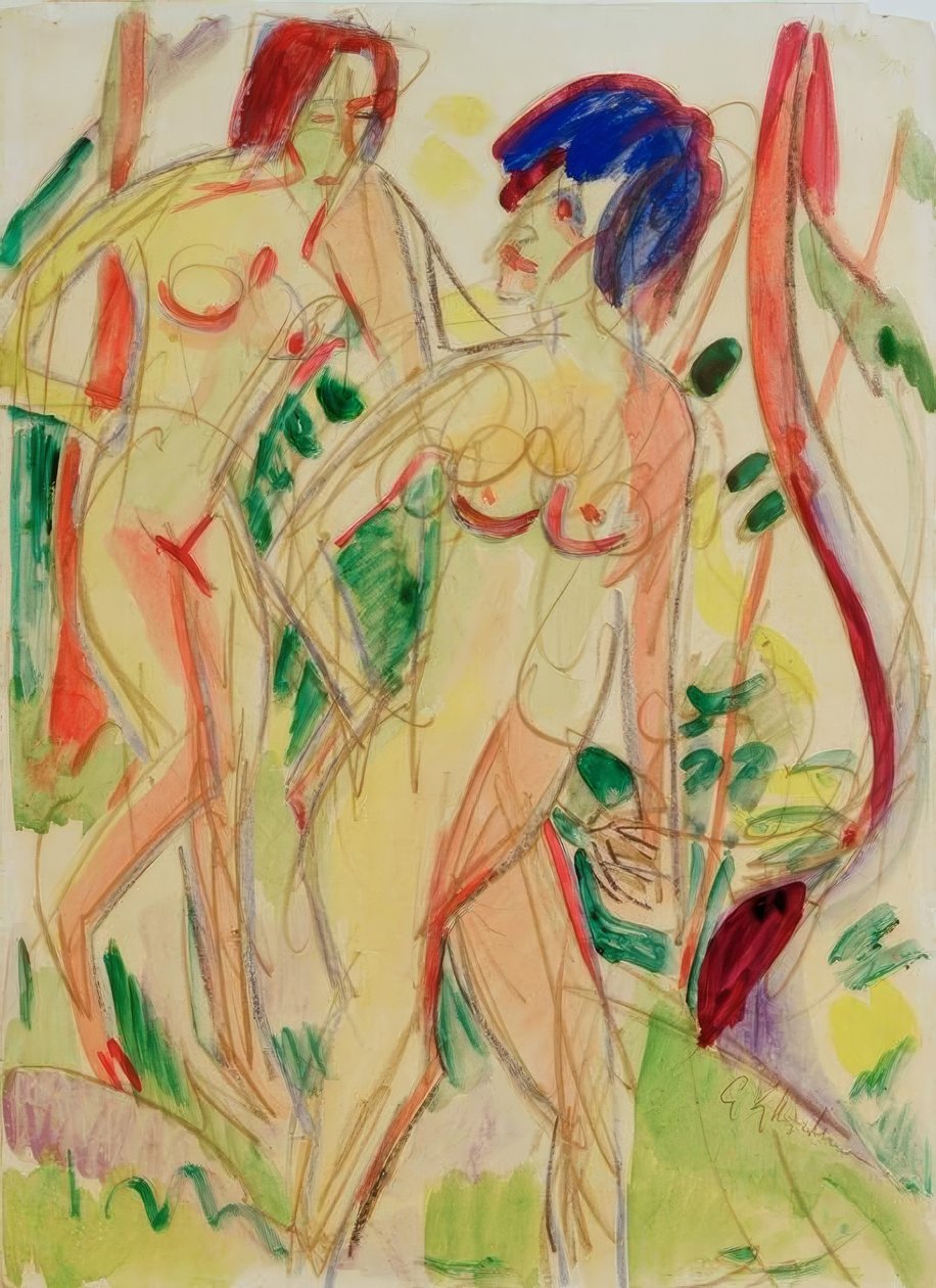 Arquivo na floresta, azul de Ernst Ludwig Kirchner