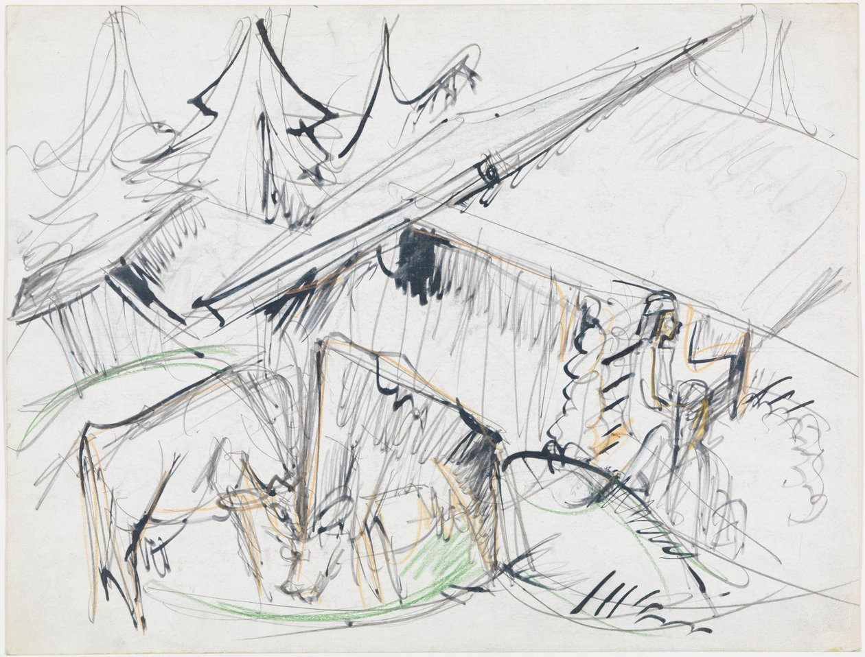 Cabana alpina com vacas (Stafelalp) de Ernst Ludwig Kirchner
