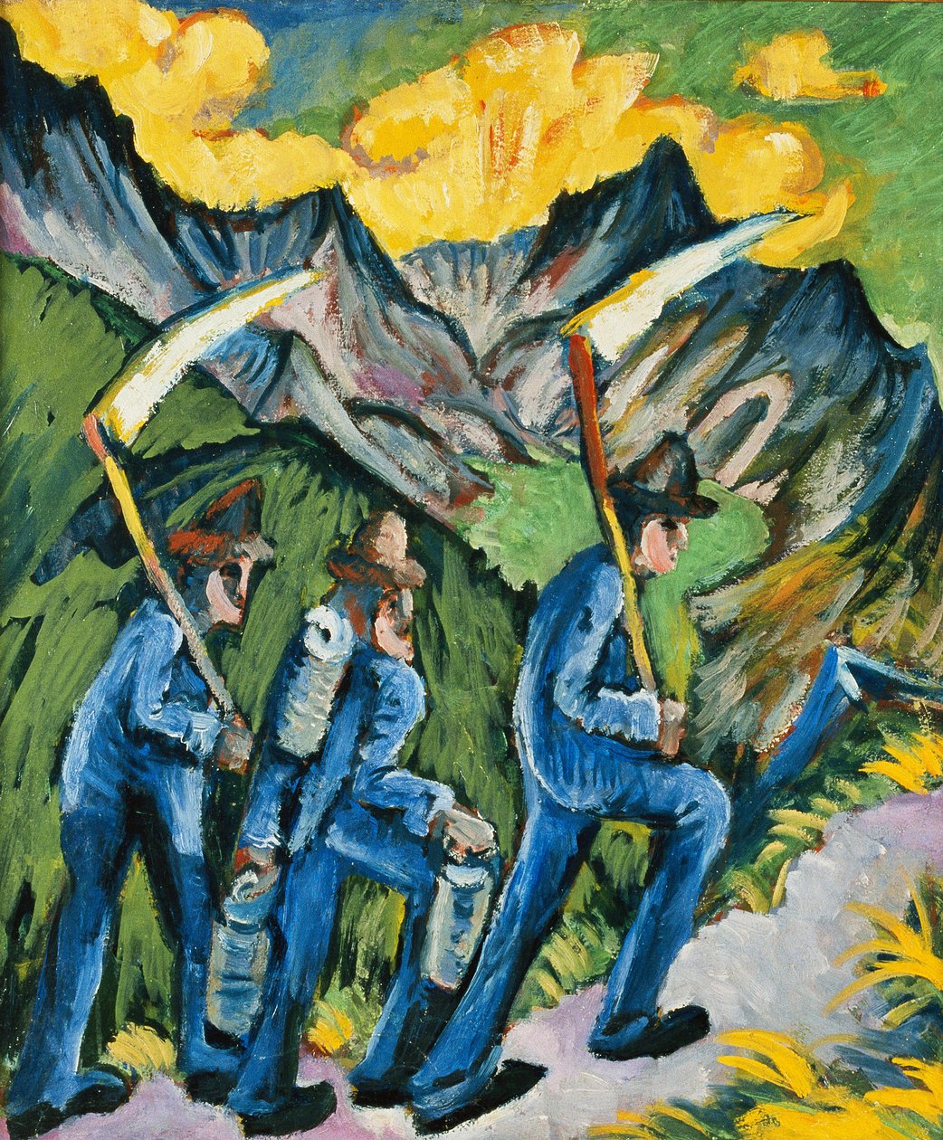 Alpleben, Triptych; Alpleben, tríptico, 1918 de Ernst Ludwig Kirchner