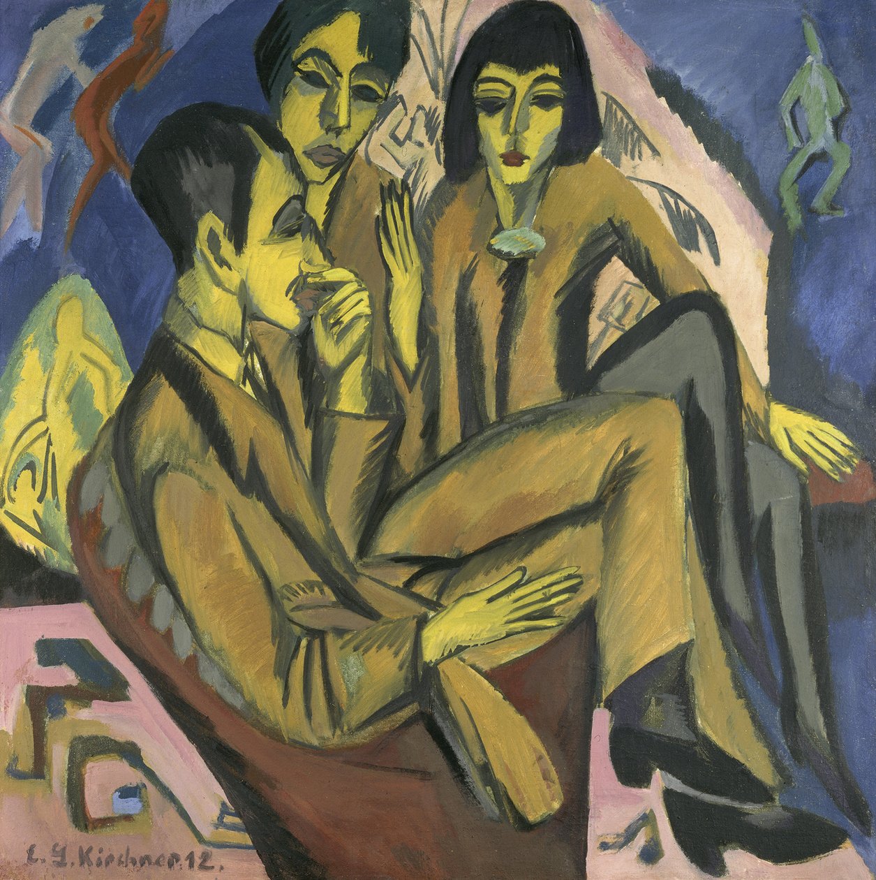 Grupo de artistas Conversation of the artists, 1913. de Ernst Ludwig Kirchner