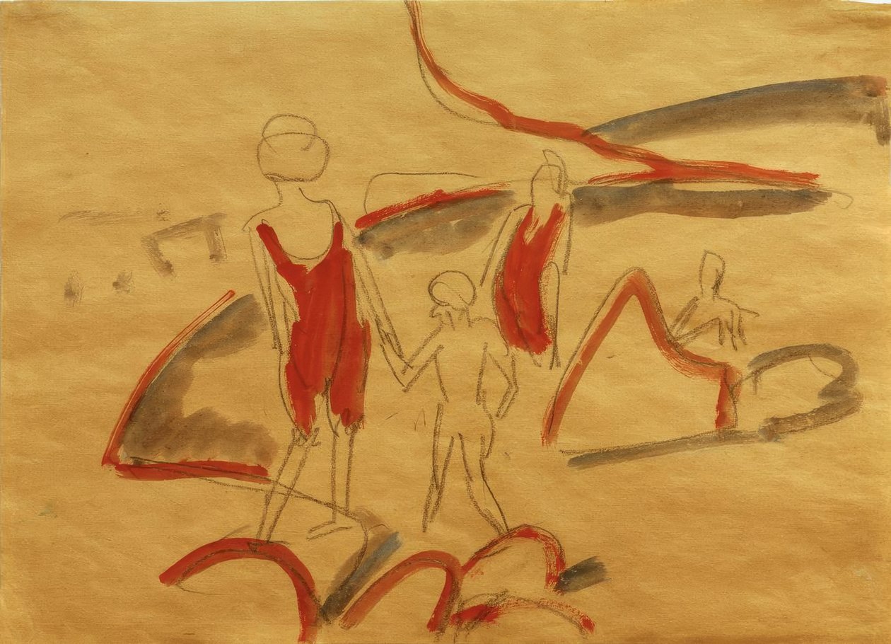 Banhistas em Fehmarnstrand de Ernst Ludwig Kirchner