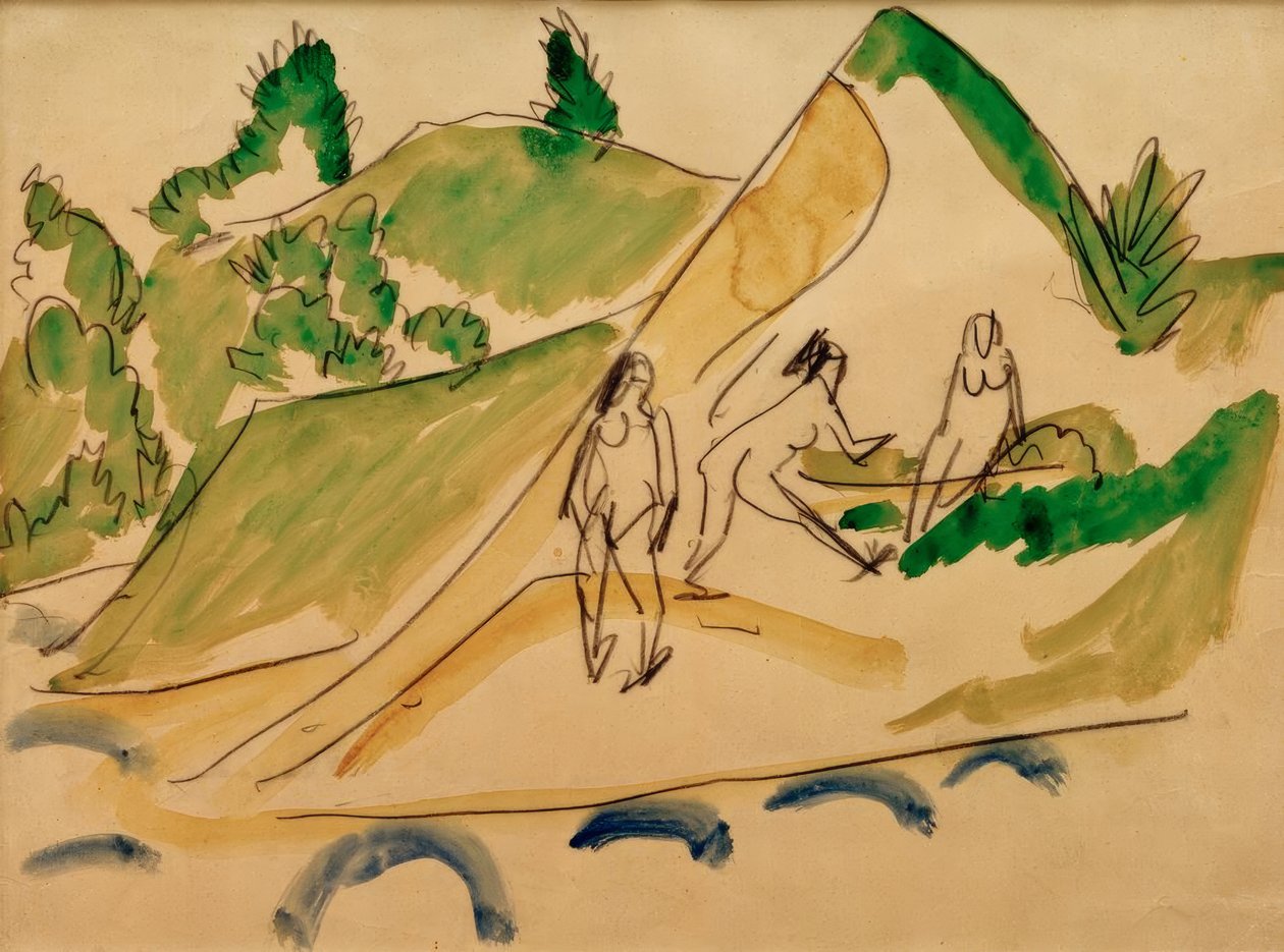 Banhistas no Lago Moritzburg de Ernst Ludwig Kirchner