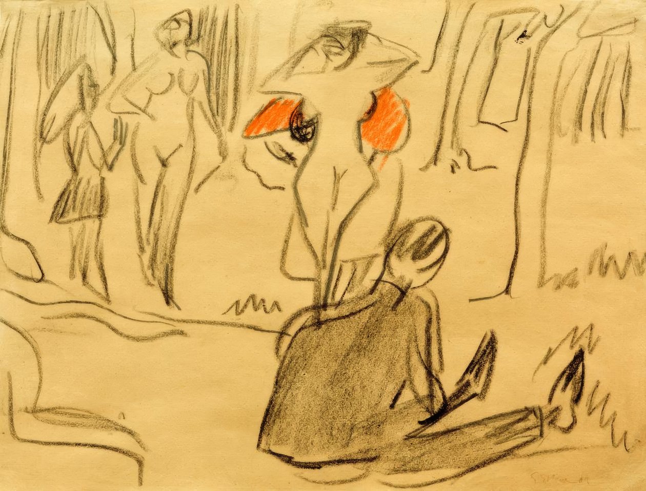 Banhistas em Moritzburg de Ernst Ludwig Kirchner