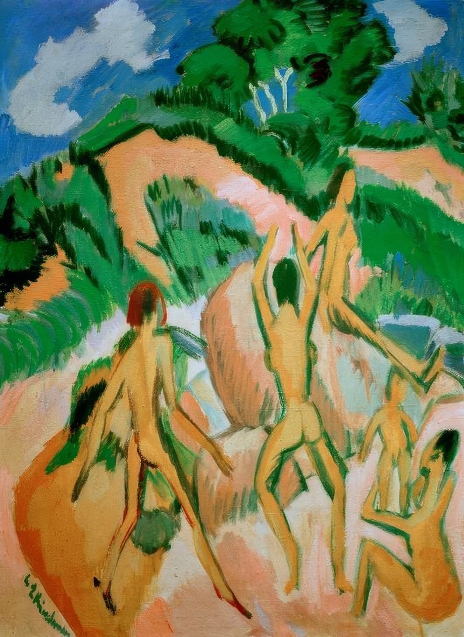 Banhistas entre dunas (Fehmarn) de Ernst Ludwig Kirchner