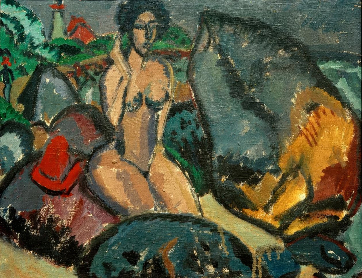 Banhistas entre pedras de Ernst Ludwig Kirchner
