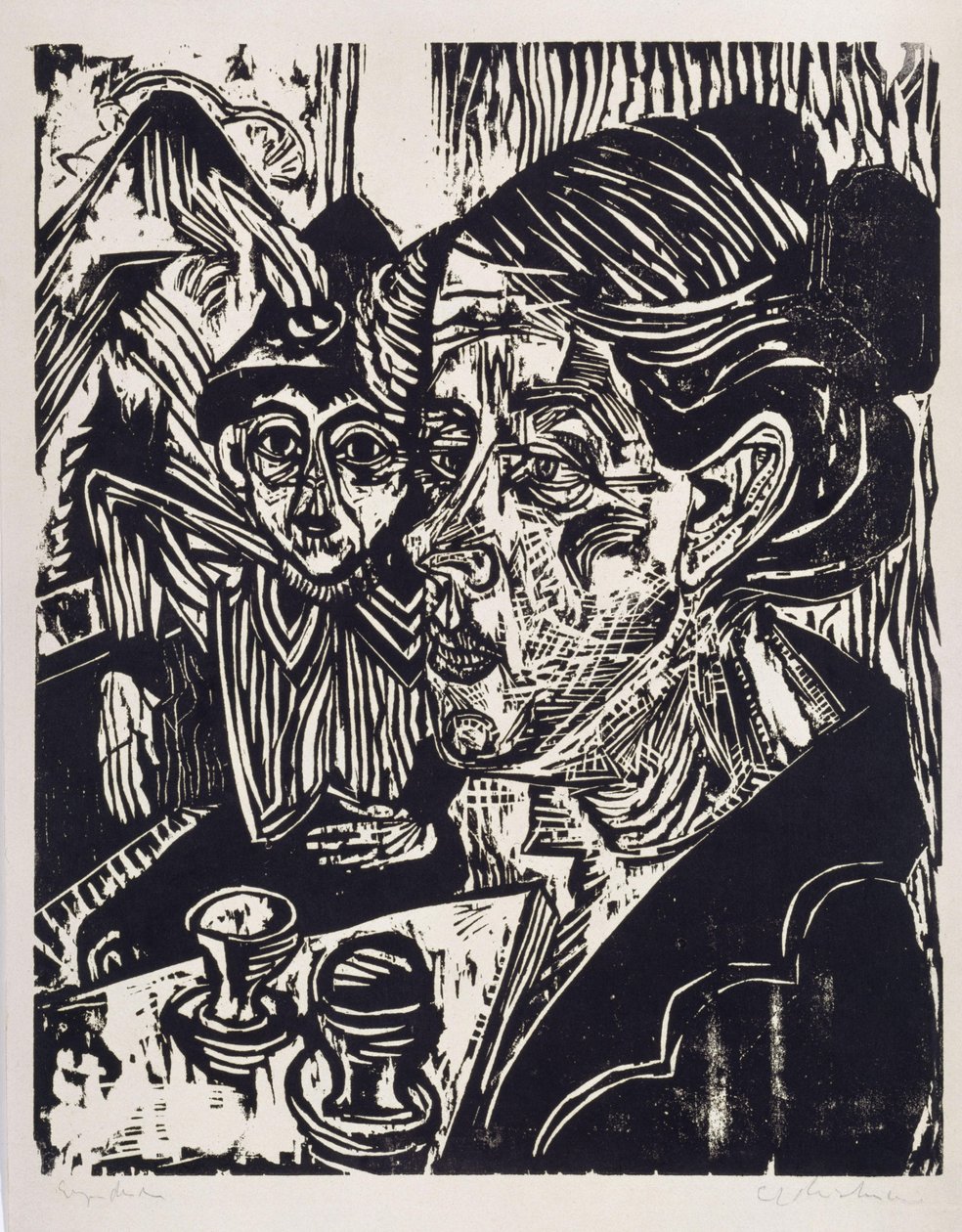 Agricultora com um rapaz à mesa (a Sra. Schmidt com o filho Martin) de Ernst Ludwig Kirchner