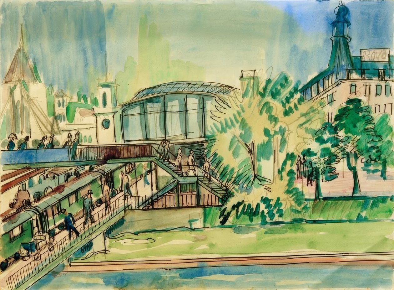 Estação ferroviária no canal de Ernst Ludwig Kirchner