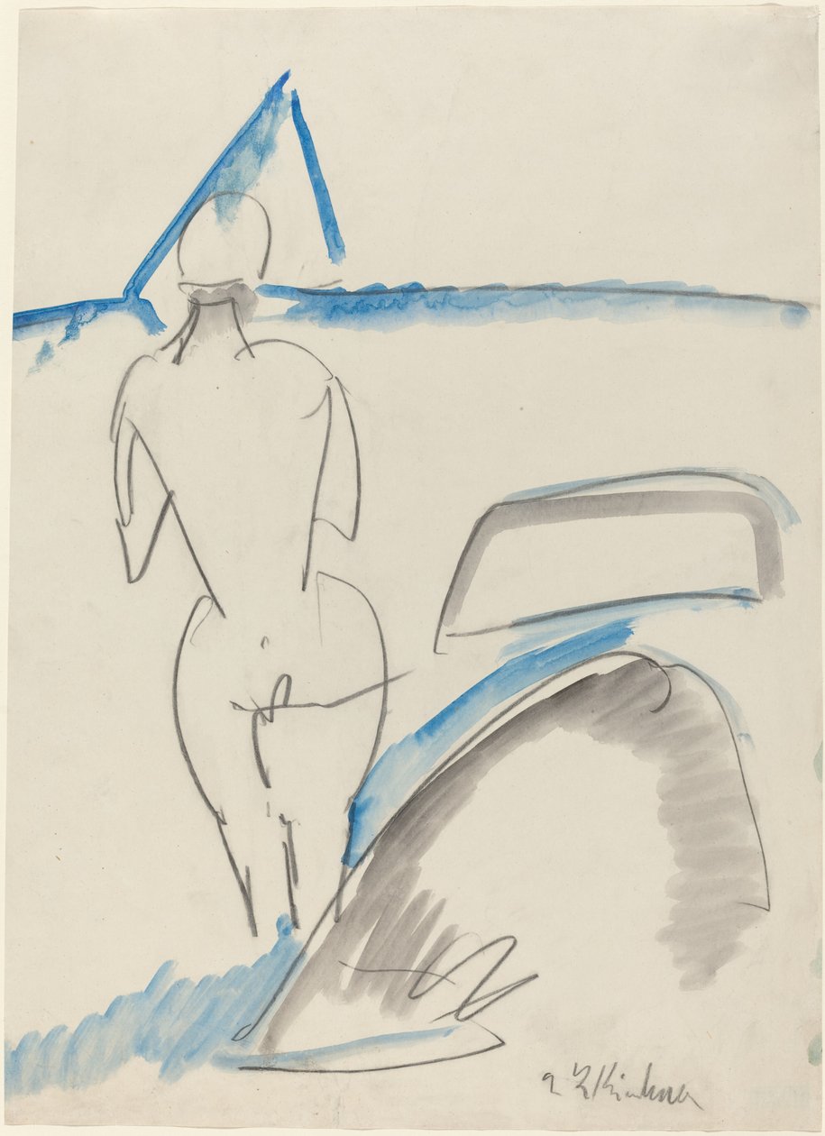 Banhista na praia de Ernst Ludwig Kirchner