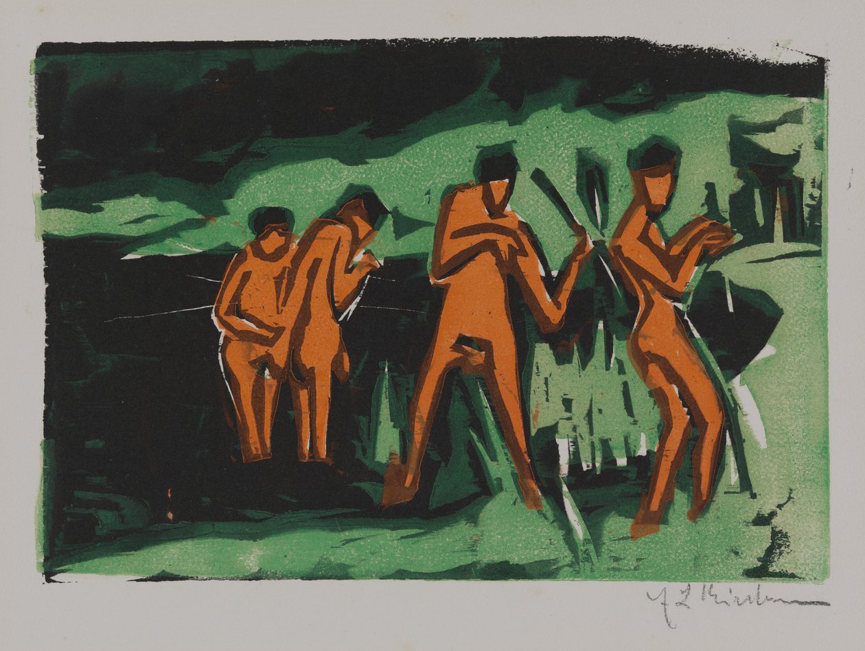 Banhistas jogando juncos de Ernst Ludwig Kirchner