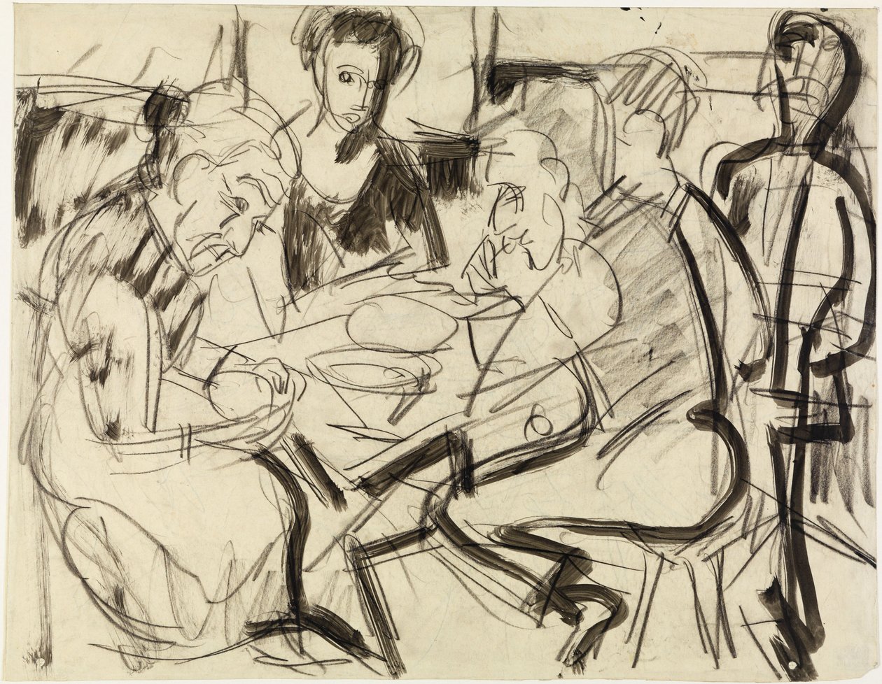 Família de camponeses à mesa de Ernst Ludwig Kirchner