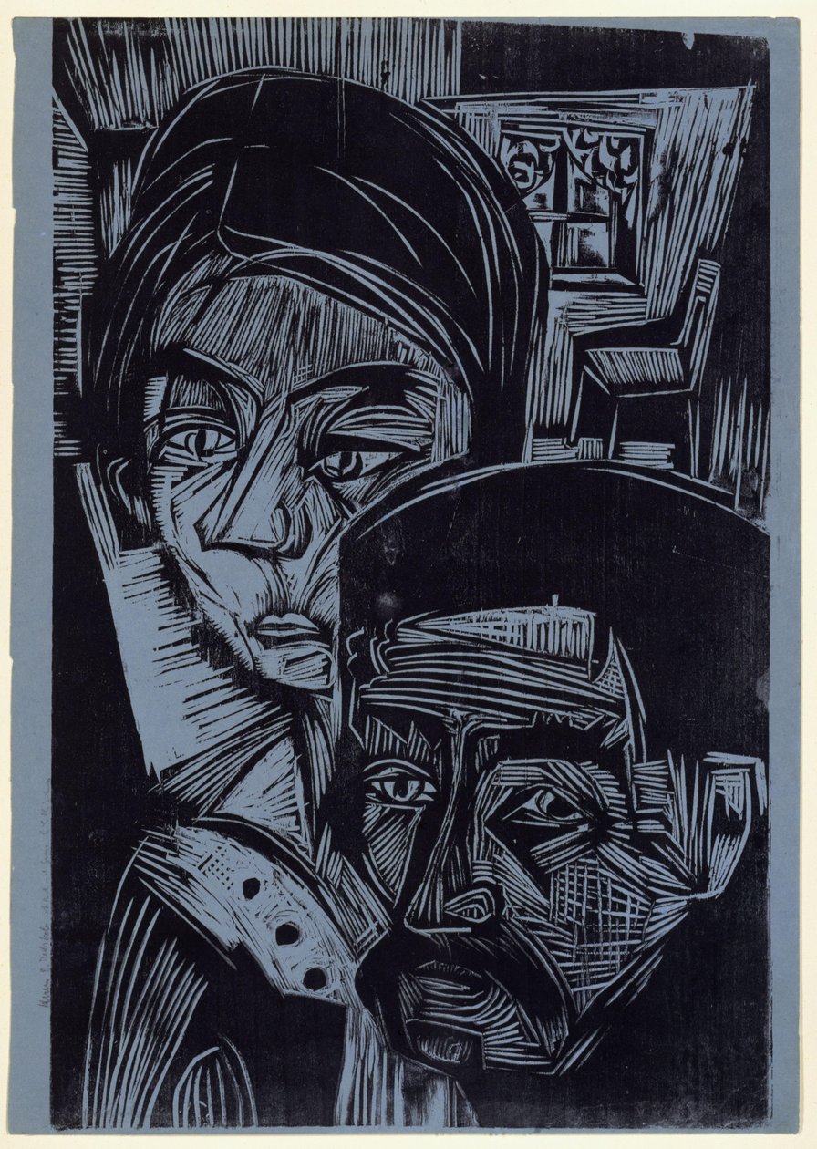 Casal de agricultores na cabana (Andres e Annamargret Müller) de Ernst Ludwig Kirchner