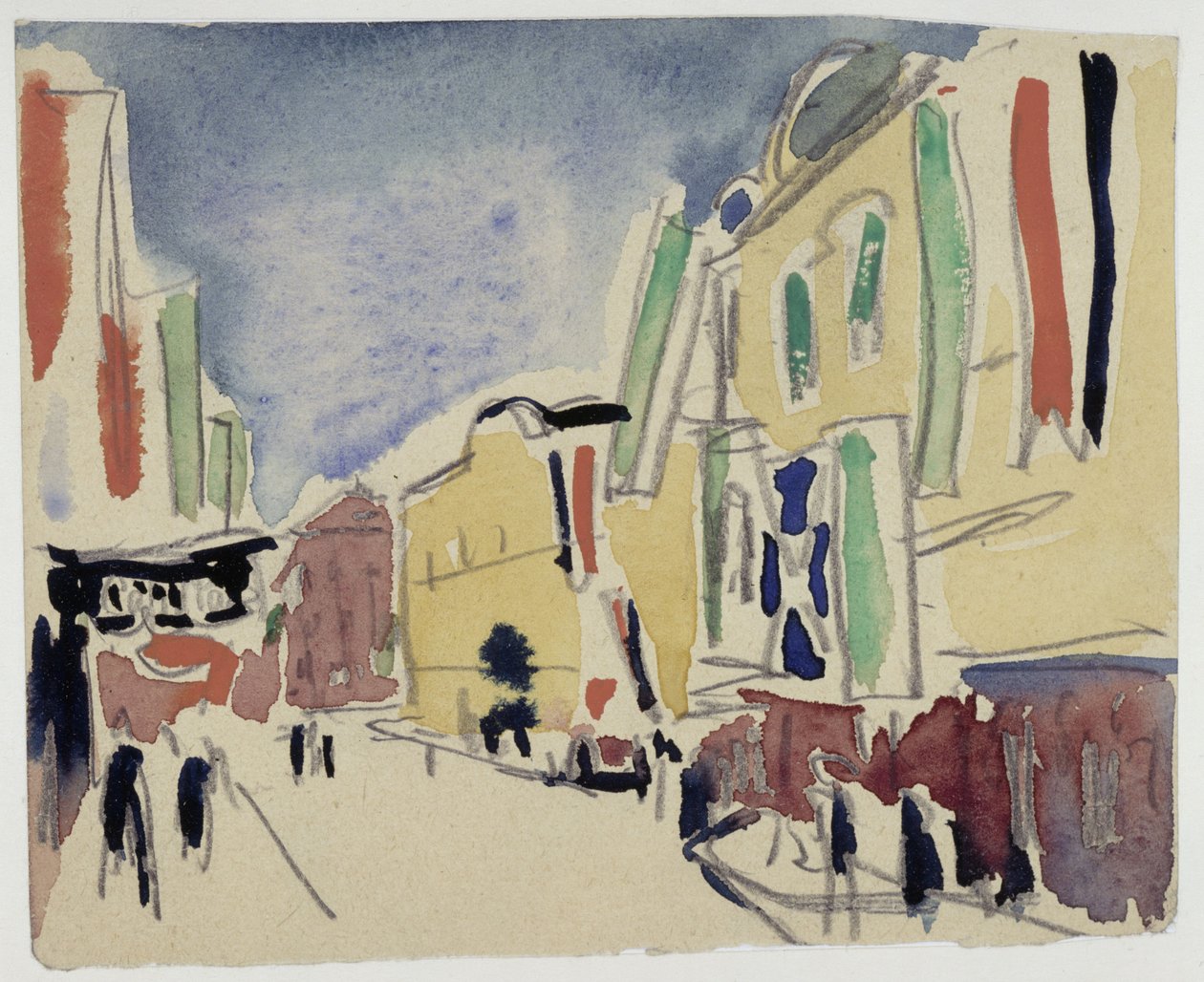 Casas com bandeiras na Schloßstraße, em Dresden de Ernst Ludwig Kirchner