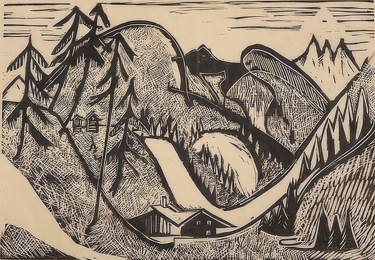 Paisagem montanhosa perto de Glarus. 1933 de Ernst Ludwig Kirchner