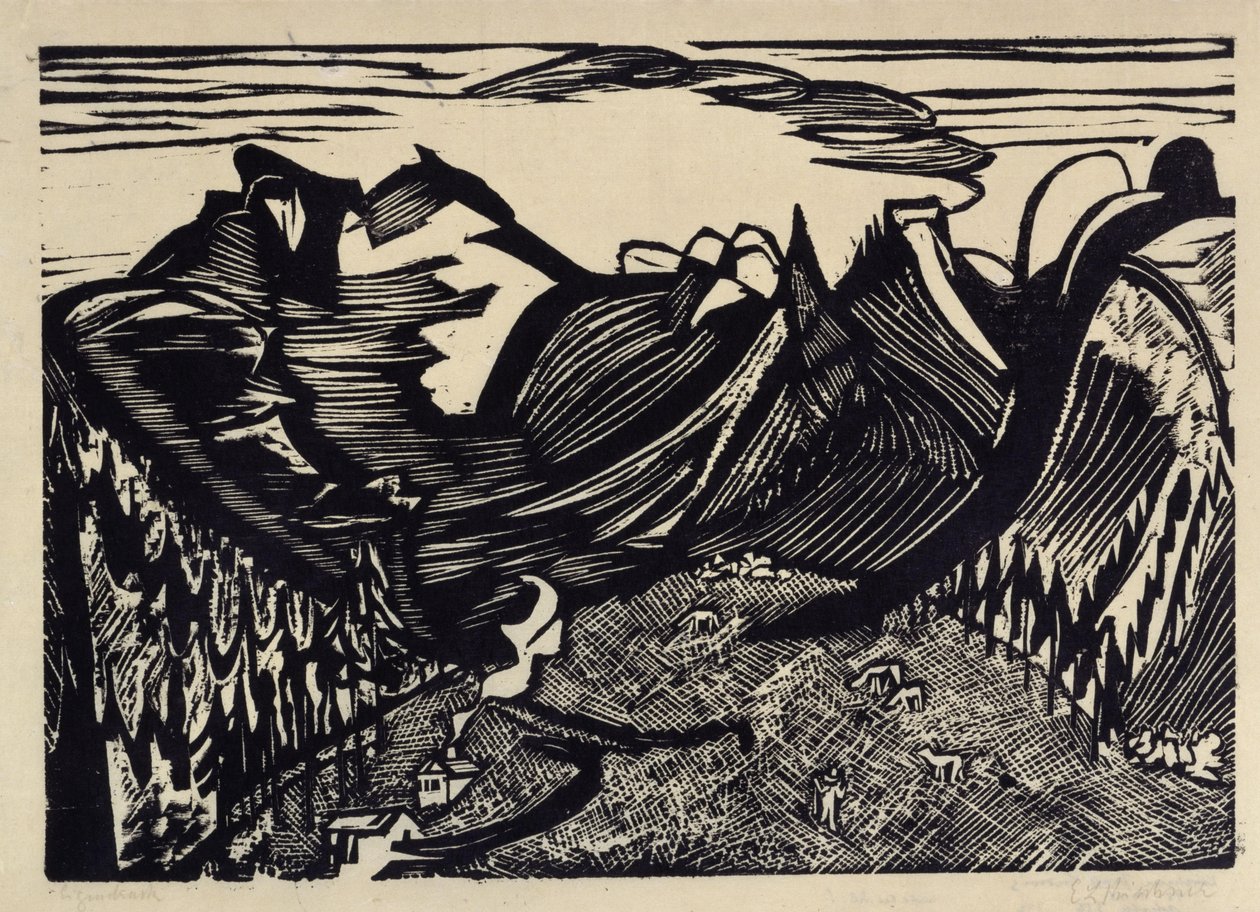 Paisagem montanhosa com alp de Ernst Ludwig Kirchner