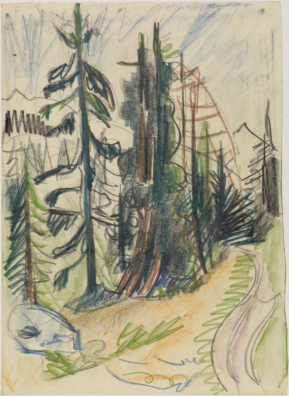 Abetos de montanha e caminho de Ernst Ludwig Kirchner