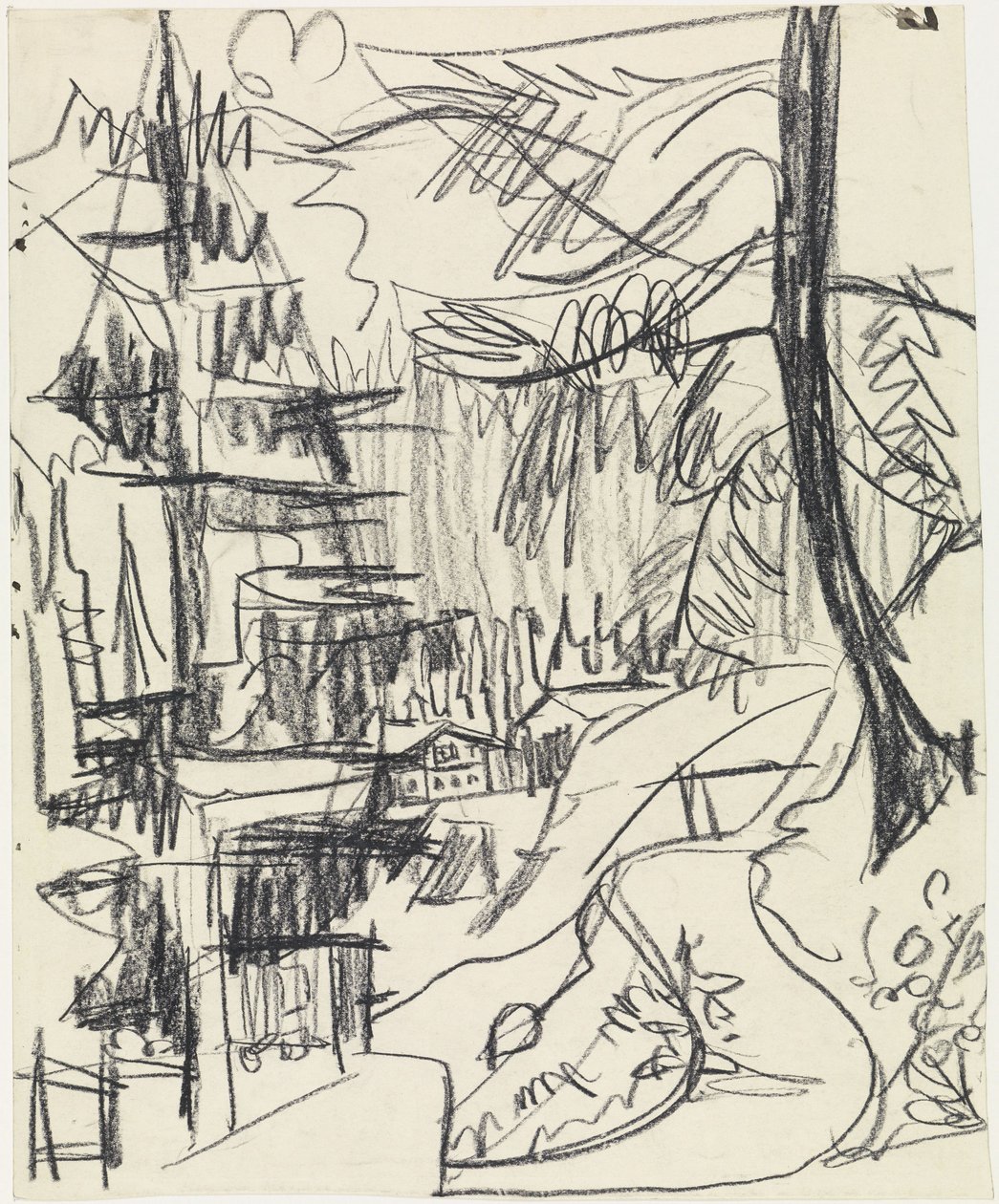 Floresta de montanha e cabanas de Ernst Ludwig Kirchner